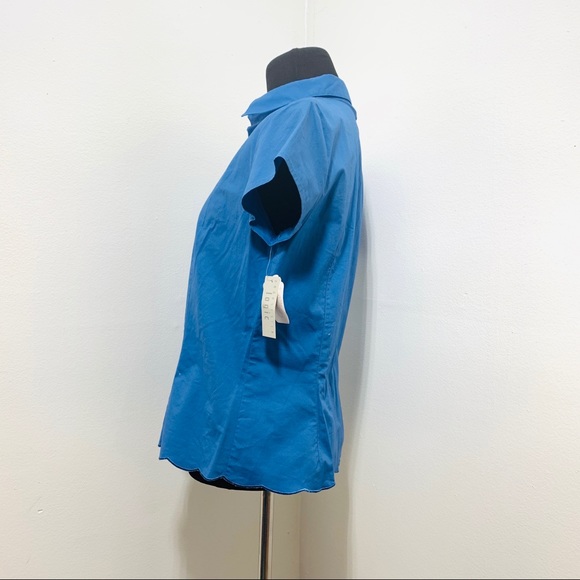 August Silk Logic Blouse Blue Cap Short sleve - Picture 3 of 6